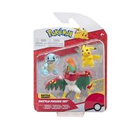Pokémon PKW2807 - Battle Figures Set - Pikachu, Schiggy, Resladero - Official Detailed Figures, Each 5 cm