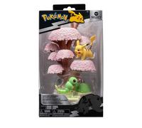 Pokémon PKW3207-15cm Select Set - Blossom Tree with Pikachu and Caterpillar Official Figure Set