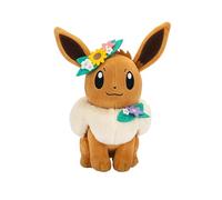 Pokémon PKW3667-20 cm Plush - Eevee with Flower Crown, Official Plush