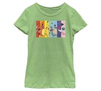 Pokemon Poke Rainbow Girls Short Sleeve Tee Shirt, Green Apple, X-L