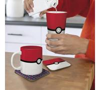 Pokémon Pokeball Mug, 400ml Glass & 2 Coasters Collectable Gift Box