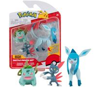 Pokèmon Pokemon PKW0179 3 Pack-Features 2 Bulbasaur, Sneasel & 3-Inch Glaceon Battle Figures-Authentic Details, Multi