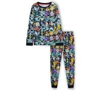 Pokemon Pyjamas for Boys & Teenagers Long PJs Set Soft Breathable Pikachu Nightwear Loungewear Comfy Jammies Sleepwear Anime Gifts for Boys (7-8 Years, Black AOP)