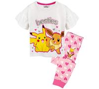 Pokemon Pyjamas For Girls | Kids Pikachu & Eevee Frill Sleeve Long OR Short Leg PJs | Girl Gamer Merchandise 6-7 Years