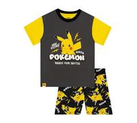 Pokemon Pyjamas | Pikachu Boys Pyjamas | Short Sleeve Pjs For Boys | Pikachu Pyjama Set | Black 6-7 Years