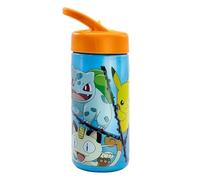 Pokemon Reusable Bottle, Heavy Duty Design, Water Bottle with Straw, Canteen with Handle, Travel Bottle, BPA Free, 410 ml Capacity | Orange