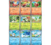 Pokemon Scarlet & Violet Starter Card Lot - Fuecoco - Crocalor - Quaxly - Quaxwell - Sprigatito - Floragato - Paldea Evolved 9 Card Set - 034/193-035/193