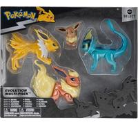 Jazwares Pokemon Select Evolution Multipack – 2" Eevee #1, 3" Jolteon, 3" Vaporeon, 3" Flareon