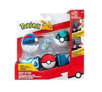 Pokémon Set-2-Inch Squirtle Battle Figure with Clip ‘N’ Go Plus Net Ball, Great Ball and Belt Accessories