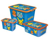 Pokémon Set of 3 Mixed Storage Boxes with Lid - Blue