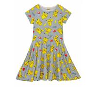 Pokemon Short Sleeve Skater Dress | Girls Grey | Official Merch