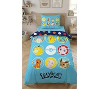 Pokémon Single Duvet Cover 140x200 + Pillowcase Pikachu Charmander Squirtle