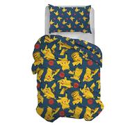 Pokemon Single Duvet Cover Set, Cotton, 100% Cotton, 155 x 200 cm, Pillowcase 50 x 80 cm, Official Product, No Fitted Sheet