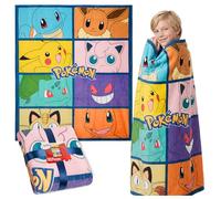 Pokemon Soft Fleece Bed Blanket, Warm Bed Throw 150 x 130cm for Sofa Cosy Bedroom Accessories Sleepover, Anime Gifts for Kids