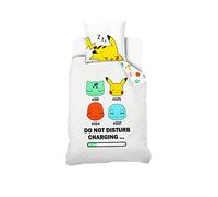 Pokemon Starter - Children's Pikachu Duvet Cover - Cotton Bedding Set, 140x200, White