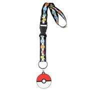 Pokemon Starter Pack Pikachu Charmander Squirtle Bulbasaur Wrist Strap Keychain Lanyard for Keys with 2" Charm Keychain Hand and Wrist Lanyard Strap ID Badge Holder