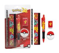 Pokemon Stationery Set for Kids - Pikachu Pen, Pencil, 15cm Ruler, Sharpener & Eraser Set - School Supplies with Pikachu, Charmander, Bulbasaur & Squirtle