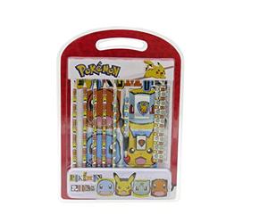 Pokémon Stationery Set with Metal Pencil Case - Complete Drawing and School Supplies Set
