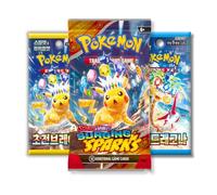 Pokemon Surging Sparks Mixed Language Booster Pack Bundle - 1 English Surging Sparks Booster Pack + Korean Paradise Dragona + Super Electric Packs Imported by That Mouse Fashion