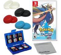 Pokémon Sword for Nintendo Switch (US Version), with PremGear Thumb Grips (8 pack - Black, Blue, Red & Clear), 24 Slot Game Card Holder & Cleaning Cloth