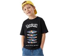 Pokemon T-Shirt for Boys 7-15 Yrs, Soft Casual Crew Neck Top, Short Sleeve Summer Tee, Kids Clothes & Anime Gifts for Boys (9-10 Years, Black Pokemon)