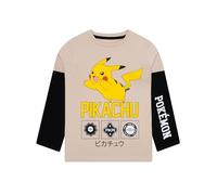 Pokemon T Shirt, Pikachu Boys Tshirt, Long Sleeve Kids T Shirt, Fun Boys' T-Shirts, Pikachu Kids Clothes, Beige 11-12 Years