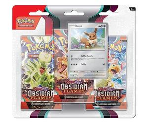 Pokémon TCG - Scarlet and Purple - Blister Pack of 3 Obsidian Flame Boosters Eevee and Tomberro (1 Random Booster