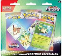 Pokémon TCG: Special Scarlet & Purple Sticker-Prismatic Evolutions Collection - Leafeon (1 Holographic Promo Card & 3 Upgrade Packs)