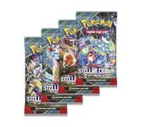 Pokémon TCG Stellar Crown Booster Packs x4 - Official Scarlet & Violet Cards | Gift for Kids, Collectors and Pokémon Fans | Chance for EX, Ultra Rare and Gold Cards | Titan Authenticated