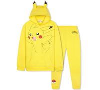 Pokemon Tracksuit Boys, Hoodie & Joggers 2 Pcs Outfit Set, Loungewear Sports Activewear Teen Clothing, Anime Gifts for Boys (5-6 Years, Yellow Pikachu)