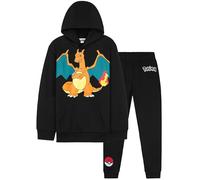 Pokemon Tracksuit Boys, Hoodie & Joggers 2 Pcs Outfit Set, Loungewear Sports Activewear Teen Clothing, Anime Gifts for Boys (9-10 Years, Black Charizard)