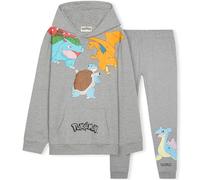 Pokemon Tracksuit for Boys & Teens, 2 Pcs Pullover Hoodie & Comfy Joggers Set, Sportswear & Loungewear, Anime Gifts for Boys (Grey, 7-8 Years)