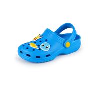 Pokemon Boys Clogs | Kids Slip On Footwear in Blue | Pikachu Charmander Squirtle Novelty Charms | Indoor & Outdoor Sandals Sliders with Adjustable Strap | Series Game Movie Merchandise Gift