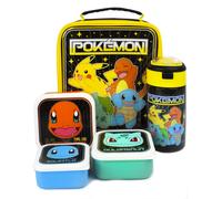Pokemon Unisex Kids Multicoloured Pikachu & Squirtle Lunch Bag, Lunch Box and Bottle Set (One Size)