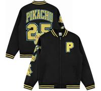 Pokemon Varsity Bomber Jacket for Men - Classic Mens Varsity Jackets - Jackets for Men Made with Soft Polyester Fabric, Black/Yellow, M
