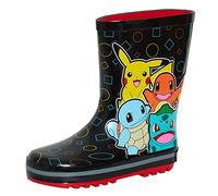 Pokemon Wellies Rubber Wellington Boots for Kids Boys Girls Pikachu Rain Snow Wellies Wellys Black 9 UK Child