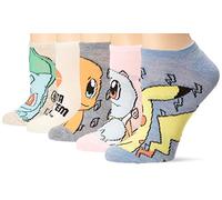 Pokemon Women's 5 Pack No Show, Beige Multi, Fits Sock Size 9-11 Fits Shoe Size 4-10.5