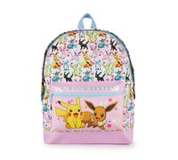 Pokemon Girls Pink Glitter School Backpack | Eevee & Pikachu Besties Character All Over Print Rucksack | Luggage School Bag Adjustable Straps | TCG Game Movie Cartoon Series Merchandise Gift