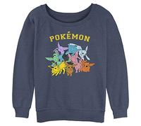 Pokemon Women's Gotta Catch Eeveelutions Fleece, Blue Heather, S