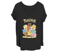 Pokemon Women's Poke Mang Junior's Plus Short Sleeve Tee Shirt, Black, 3X