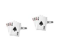 Poker A Cufflinks Double Ace Cuff Links Enmael/Paper Print Epoxy Sticker Men's