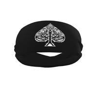 Poker Ace of Spades Sports Sweatbands for Men & Women, Non-Slip Elastic Wristbands & Headbands for Basketball, Tennis, Workout, Gym, Yoga, Absorbent & Breathable (Black)