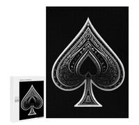 Poker AcesSpades Funny Wooden Jigsaw Puzzle with Storage Box Adult Puzzles Letter on Back Gift for Family Game