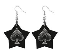 Poker AcesSpades Printed Wooden Earrings Pendants Lightweight Dangle Drop Earring Charms Gifts for Women