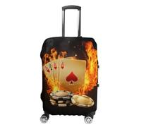 Poker Card Flames Suitcase Cover Travel Luggage Elastic Washable Baggage Covers Fits 19-32 Inch