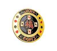 Poker Card-Guard | 30g Gold Card Protector Chip | 9 Designs To Choose From | Poker Weight That Keeps Your Cards Safe | Plastic Protector Case Included (Lucky Eights | Good Fortune)