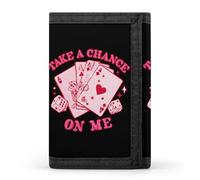 Poker Card Take A Chance on Me Men Trifold Wallets with Card Holders Keychain Slim Purse Money Clip for Women