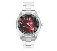 Poker Cards and Gambling Chip Watches for Men Business Dress Watch Stainless Steel Band Wristwatch