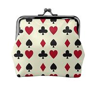 Poker Cards Casino Gambling Women's Leather Coin Purse, Small Change Pouch with Kiss-Lock Clasp Closure Buckle Wallet for Girl Gift