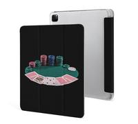 Poker Cards Chips on Table Tablet Case Compatible with iPad Pro 2021 | Pencil Holder Lightweight Folding Hard Protective Cover